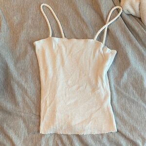 Cream Ribbed Women's Crop Top